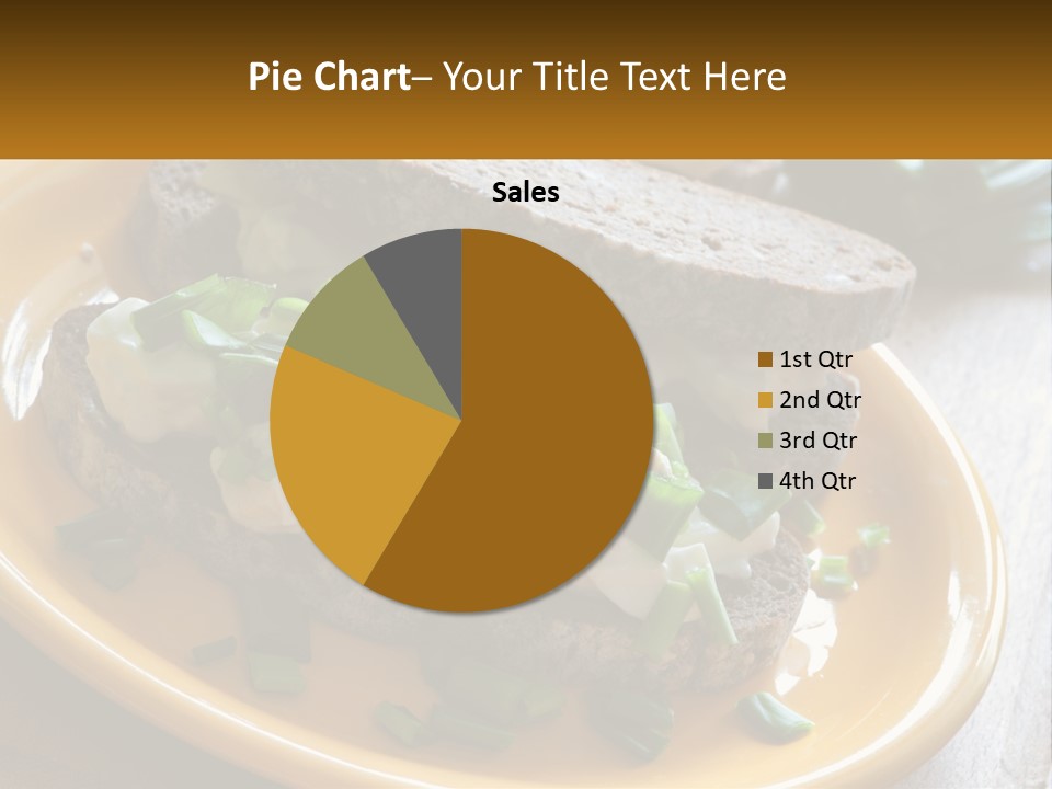 A Yellow Plate Topped With A Sandwich Covered In Cheese And Green Onions PowerPoint Template