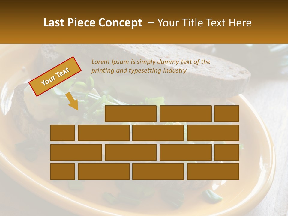 A Yellow Plate Topped With A Sandwich Covered In Cheese And Green Onions PowerPoint Template
