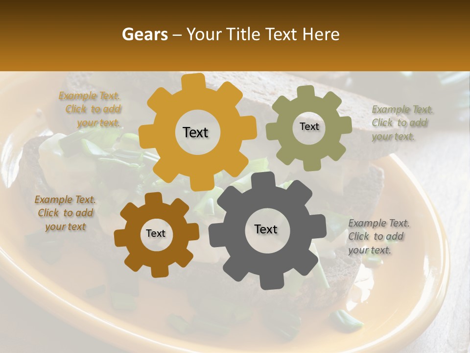 A Yellow Plate Topped With A Sandwich Covered In Cheese And Green Onions PowerPoint Template