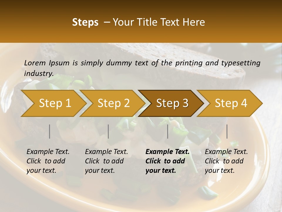 A Yellow Plate Topped With A Sandwich Covered In Cheese And Green Onions PowerPoint Template