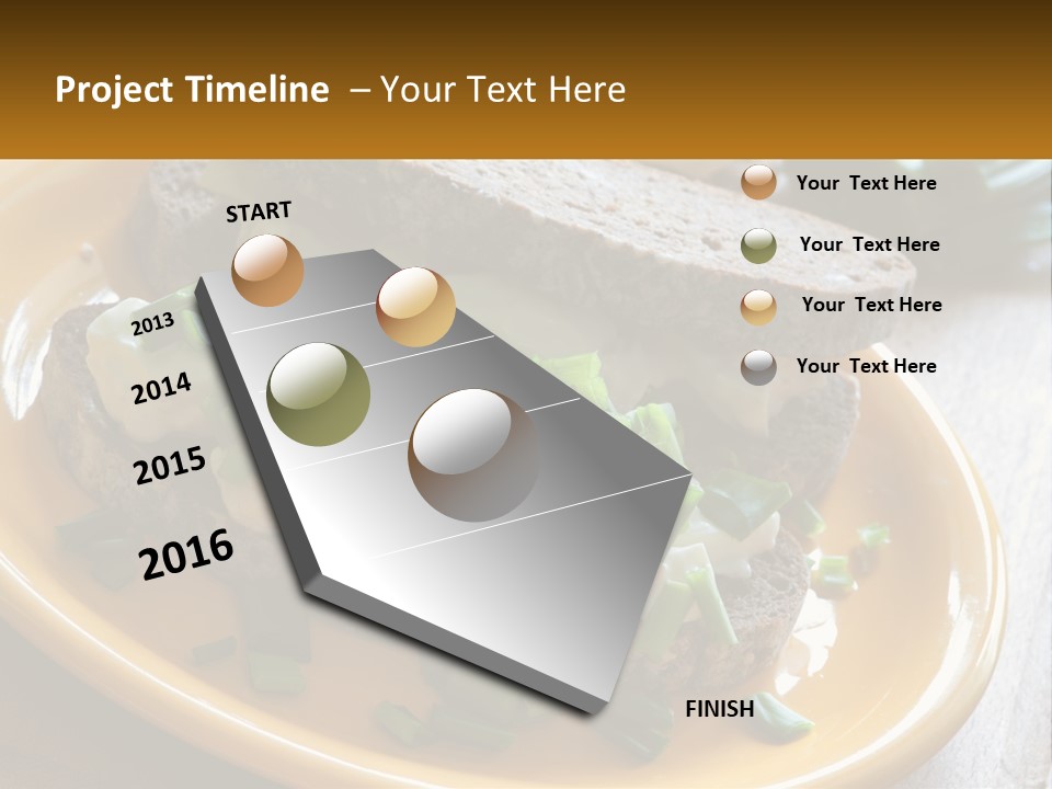 A Yellow Plate Topped With A Sandwich Covered In Cheese And Green Onions PowerPoint Template