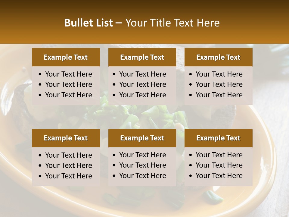 A Yellow Plate Topped With A Sandwich Covered In Cheese And Green Onions PowerPoint Template