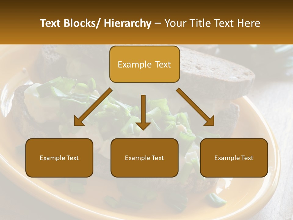 A Yellow Plate Topped With A Sandwich Covered In Cheese And Green Onions PowerPoint Template