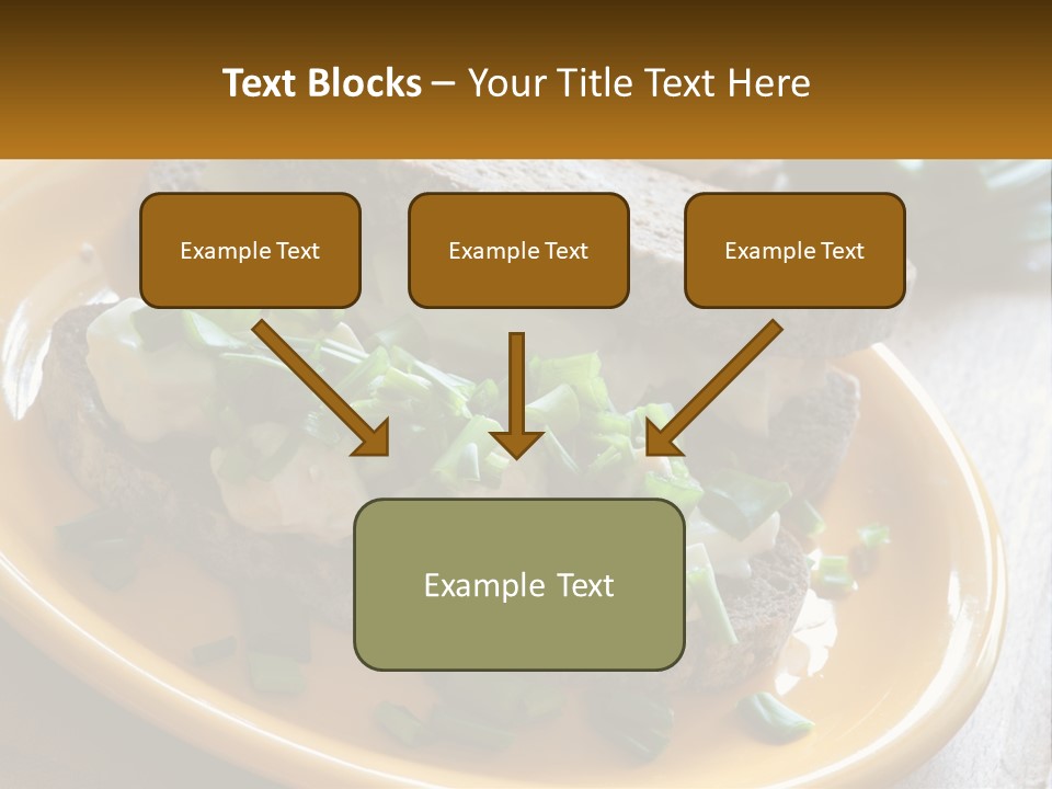 A Yellow Plate Topped With A Sandwich Covered In Cheese And Green Onions PowerPoint Template