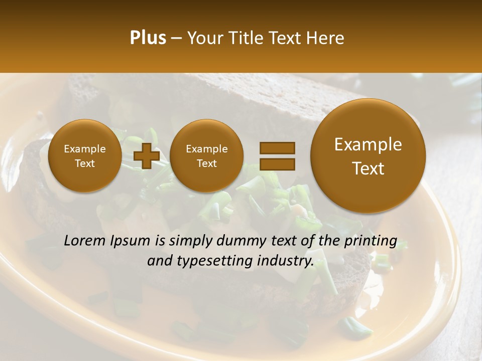 A Yellow Plate Topped With A Sandwich Covered In Cheese And Green Onions PowerPoint Template