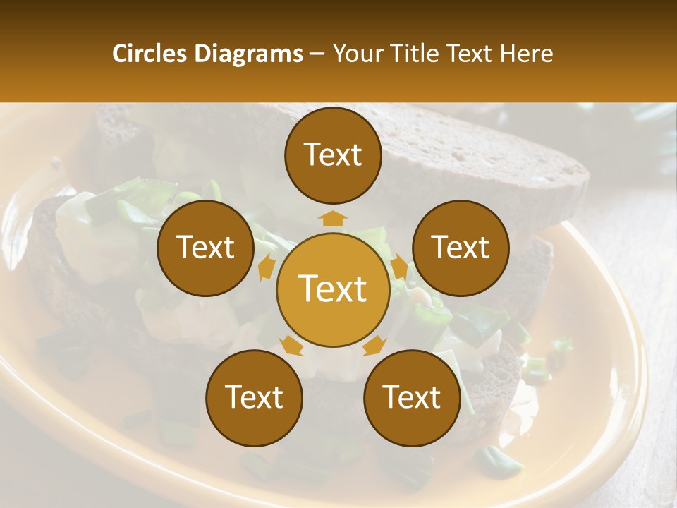 A Yellow Plate Topped With A Sandwich Covered In Cheese And Green Onions PowerPoint Template