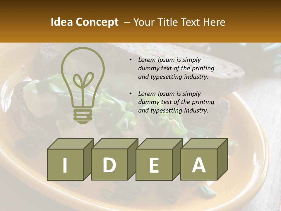 A Yellow Plate Topped With A Sandwich Covered In Cheese And Green Onions PowerPoint Template