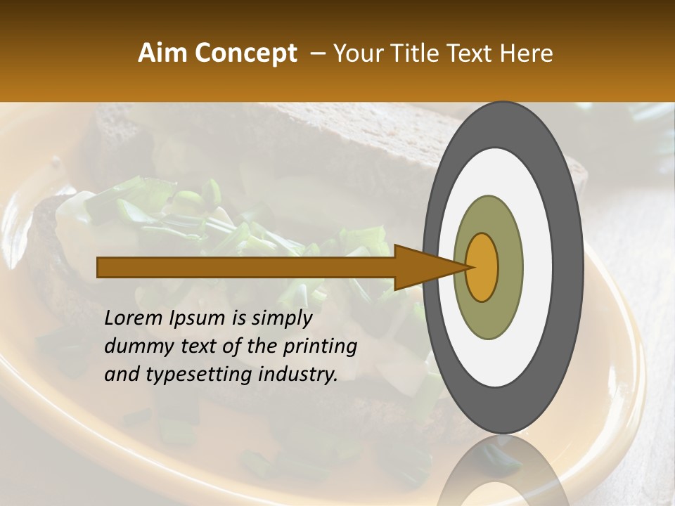 A Yellow Plate Topped With A Sandwich Covered In Cheese And Green Onions PowerPoint Template