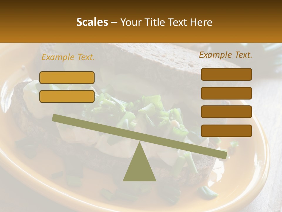 A Yellow Plate Topped With A Sandwich Covered In Cheese And Green Onions PowerPoint Template