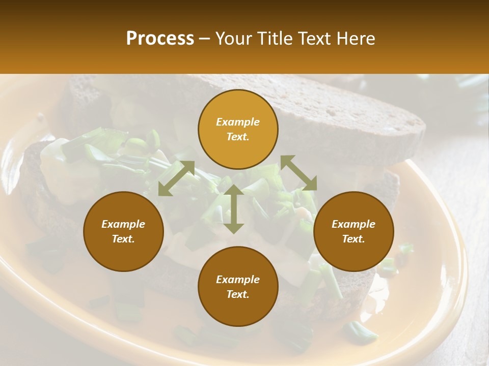 A Yellow Plate Topped With A Sandwich Covered In Cheese And Green Onions PowerPoint Template