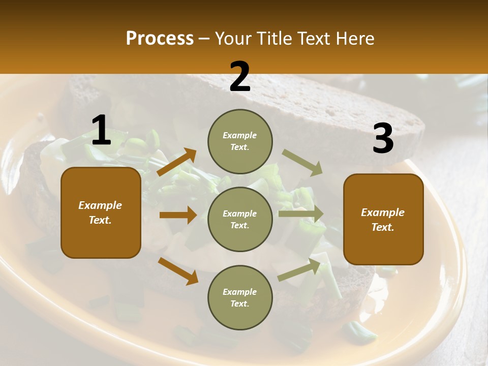 A Yellow Plate Topped With A Sandwich Covered In Cheese And Green Onions PowerPoint Template