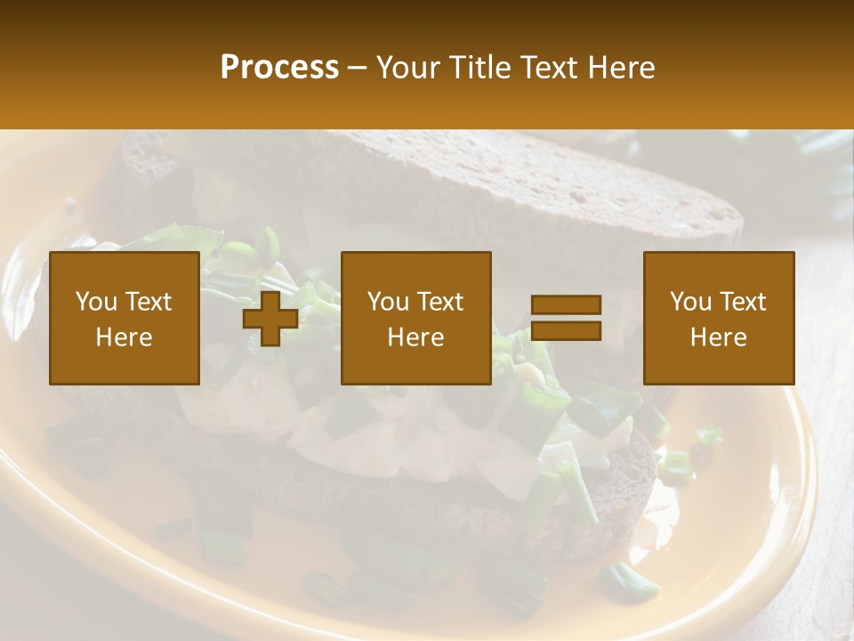 A Yellow Plate Topped With A Sandwich Covered In Cheese And Green Onions PowerPoint Template