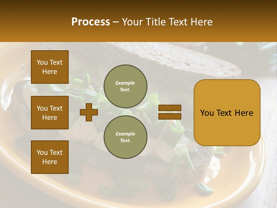 A Yellow Plate Topped With A Sandwich Covered In Cheese And Green Onions PowerPoint Template