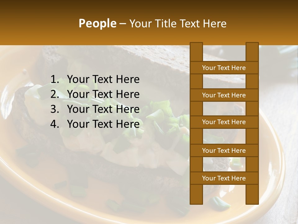 A Yellow Plate Topped With A Sandwich Covered In Cheese And Green Onions PowerPoint Template