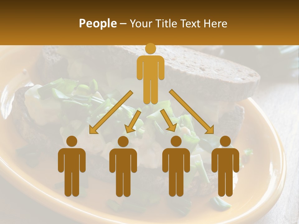 A Yellow Plate Topped With A Sandwich Covered In Cheese And Green Onions PowerPoint Template
