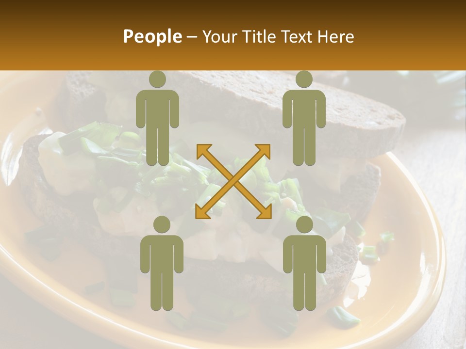 A Yellow Plate Topped With A Sandwich Covered In Cheese And Green Onions PowerPoint Template