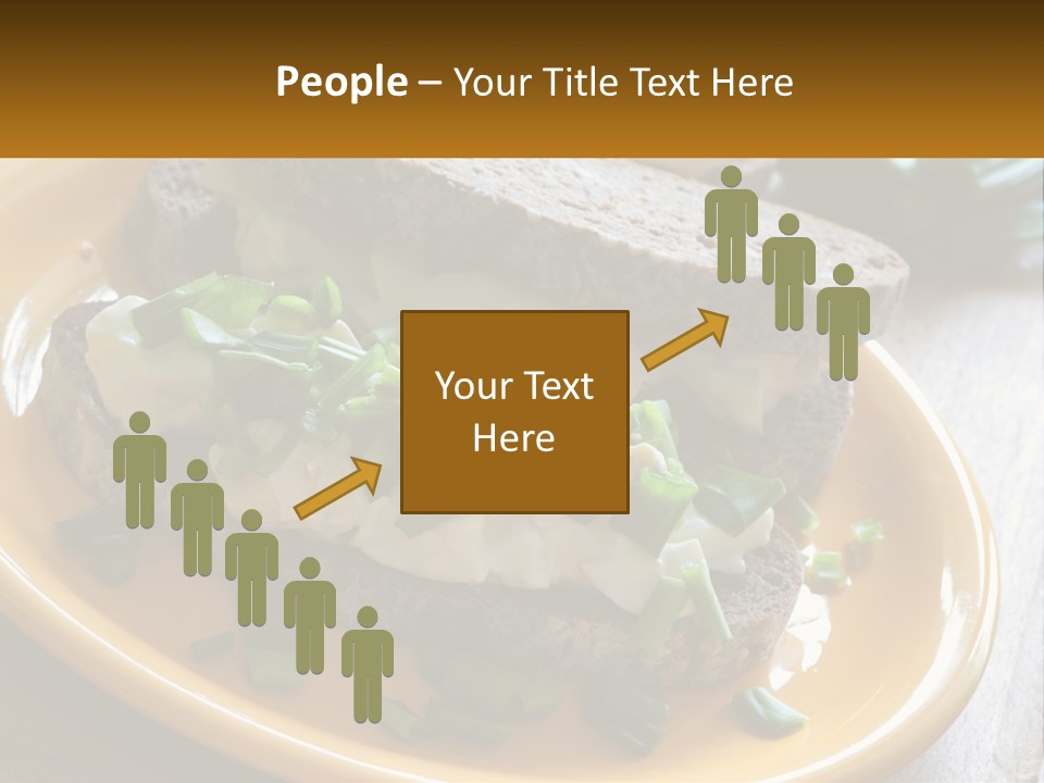 A Yellow Plate Topped With A Sandwich Covered In Cheese And Green Onions PowerPoint Template