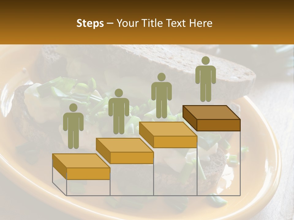 A Yellow Plate Topped With A Sandwich Covered In Cheese And Green Onions PowerPoint Template