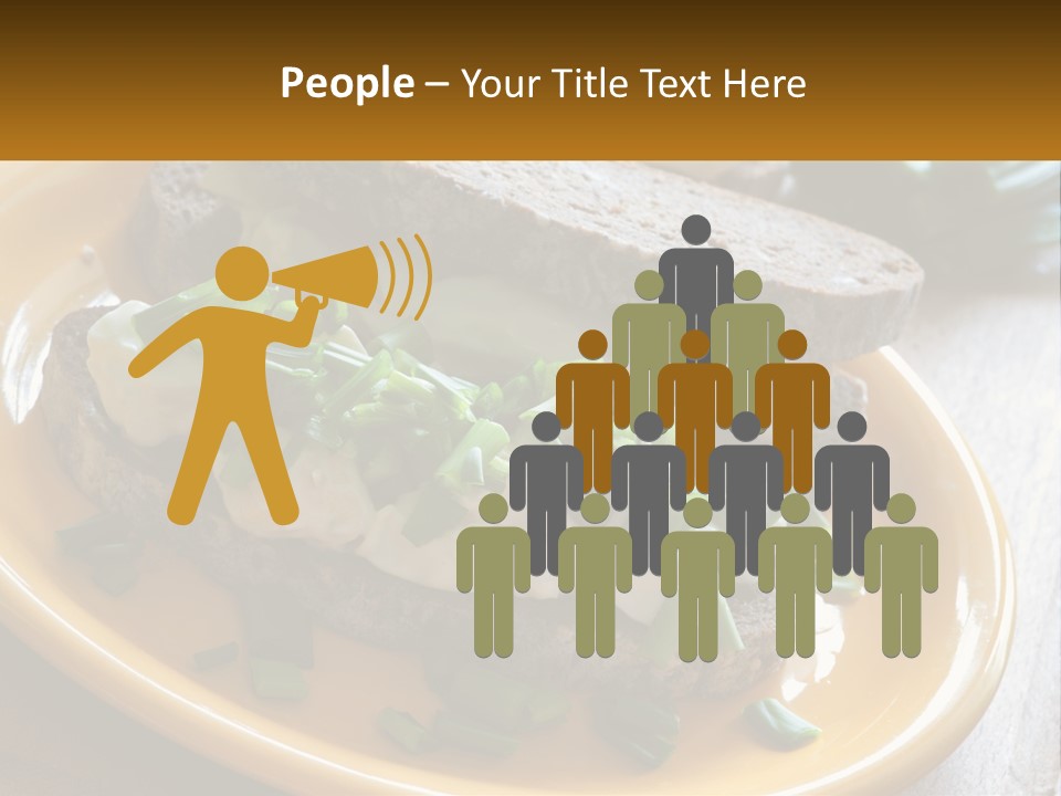 A Yellow Plate Topped With A Sandwich Covered In Cheese And Green Onions PowerPoint Template
