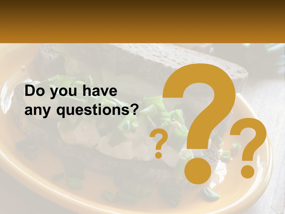 A Yellow Plate Topped With A Sandwich Covered In Cheese And Green Onions PowerPoint Template