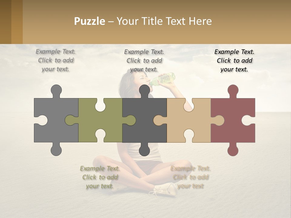 A Woman Sitting On A Beach Drinking A Bottle Of Water PowerPoint Template