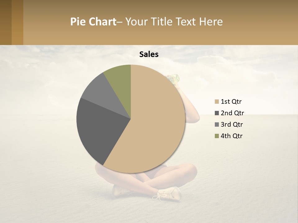 A Woman Sitting On A Beach Drinking A Bottle Of Water PowerPoint Template