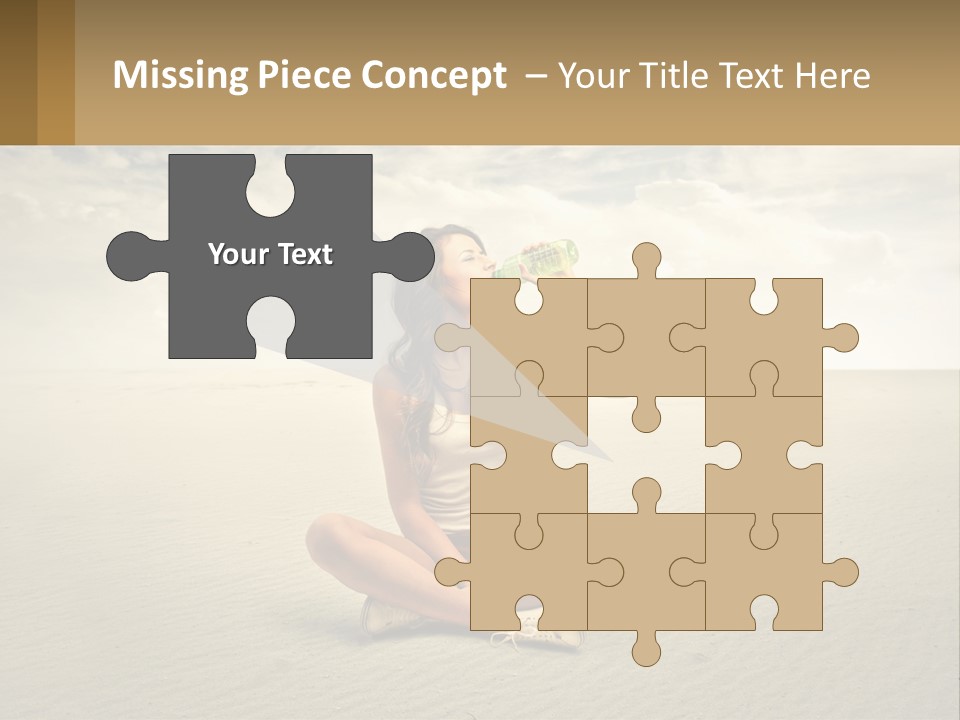 A Woman Sitting On A Beach Drinking A Bottle Of Water PowerPoint Template