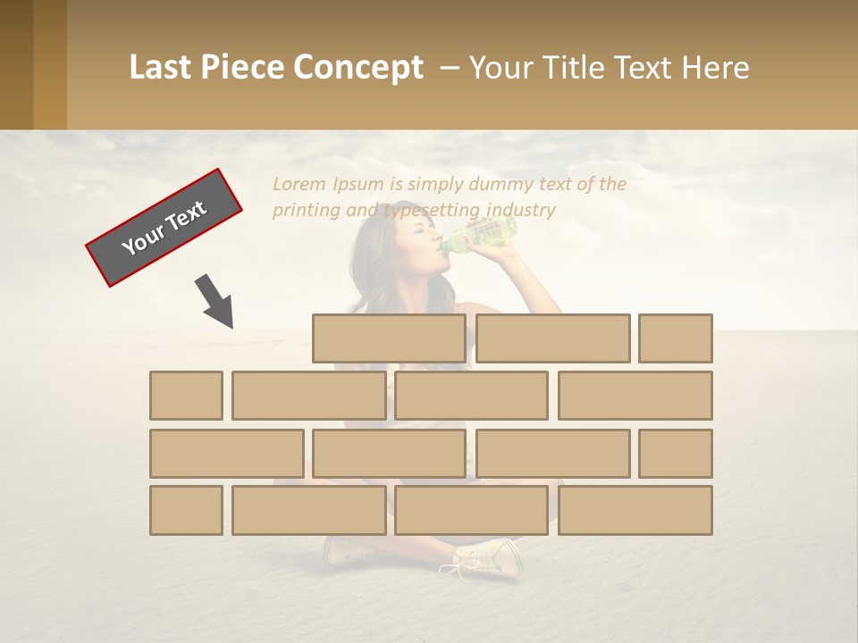 A Woman Sitting On A Beach Drinking A Bottle Of Water PowerPoint Template