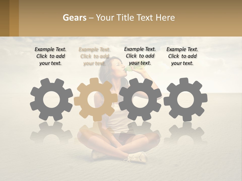 A Woman Sitting On A Beach Drinking A Bottle Of Water PowerPoint Template