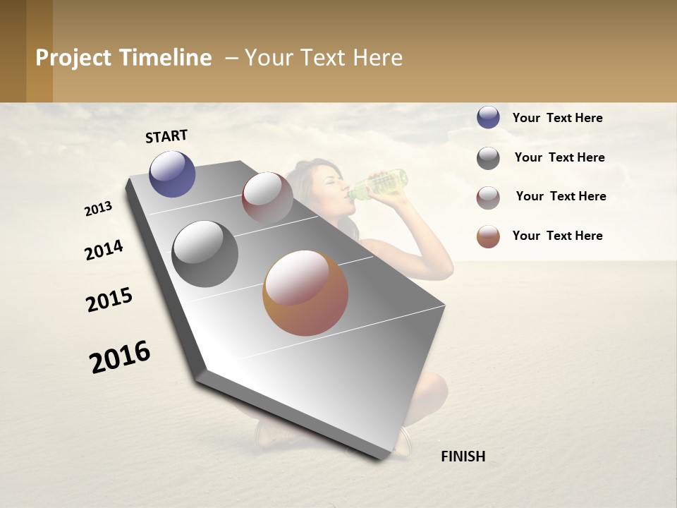 A Woman Sitting On A Beach Drinking A Bottle Of Water PowerPoint Template