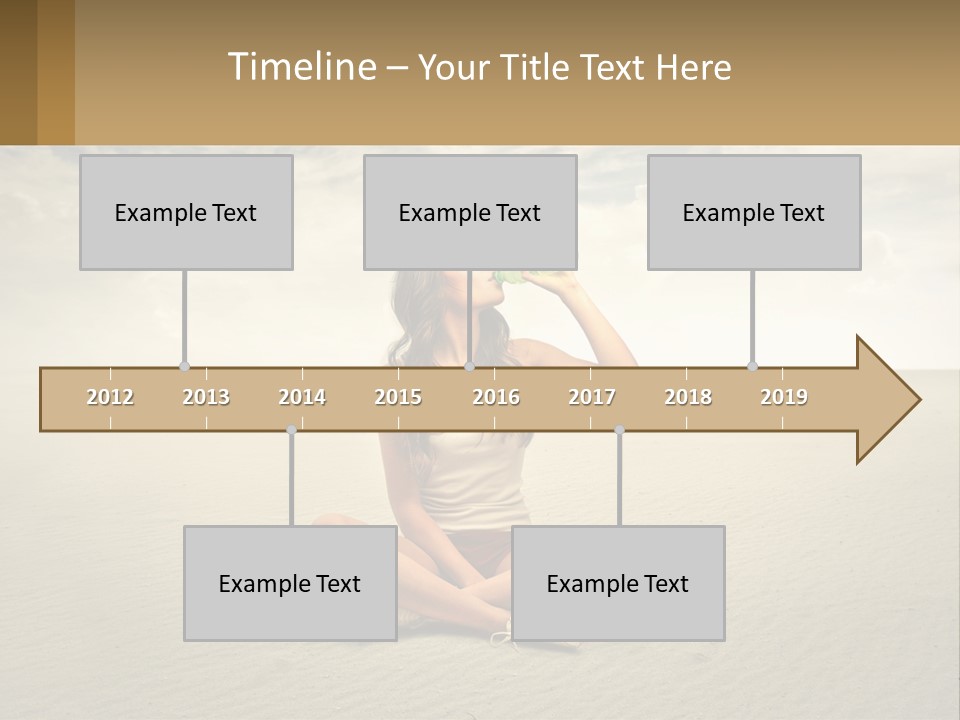 A Woman Sitting On A Beach Drinking A Bottle Of Water PowerPoint Template