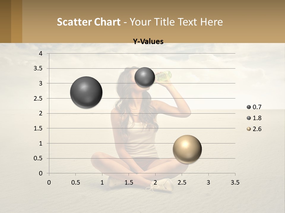 A Woman Sitting On A Beach Drinking A Bottle Of Water PowerPoint Template