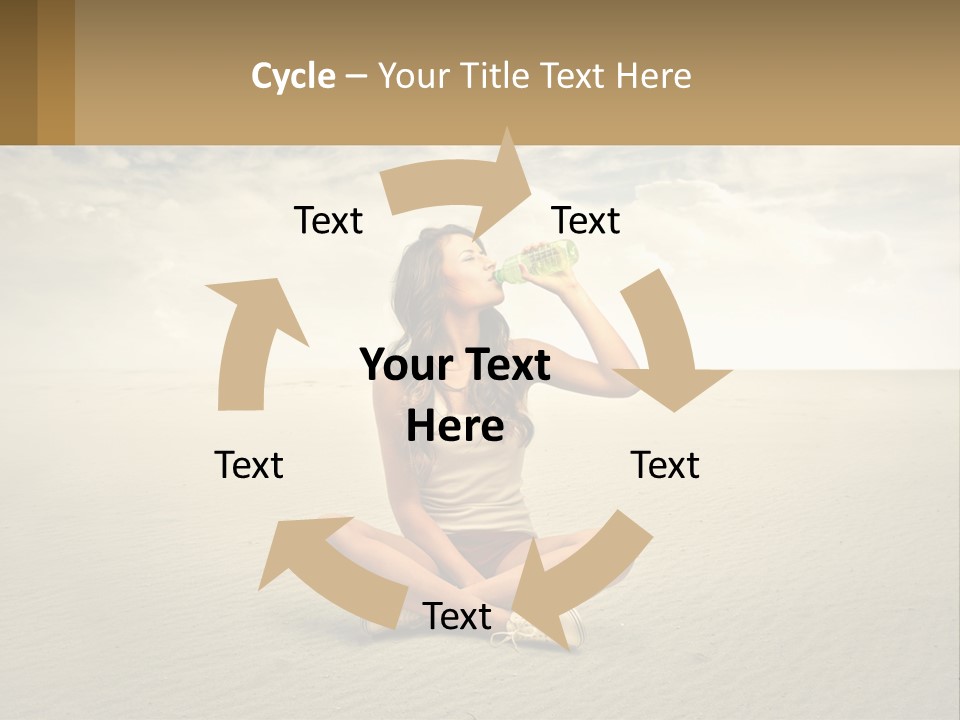 A Woman Sitting On A Beach Drinking A Bottle Of Water PowerPoint Template