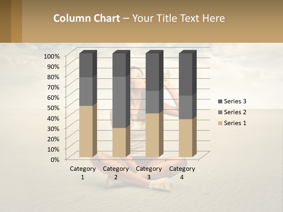 A Woman Sitting On A Beach Drinking A Bottle Of Water PowerPoint Template