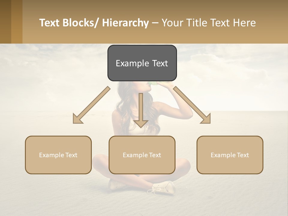 A Woman Sitting On A Beach Drinking A Bottle Of Water PowerPoint Template