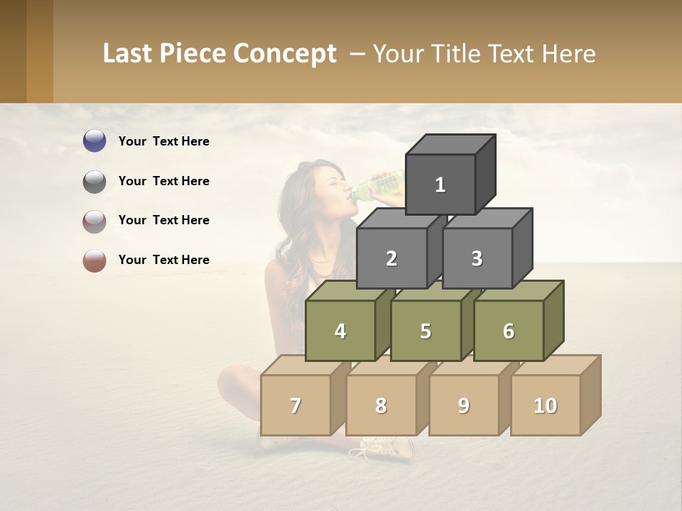 A Woman Sitting On A Beach Drinking A Bottle Of Water PowerPoint Template
