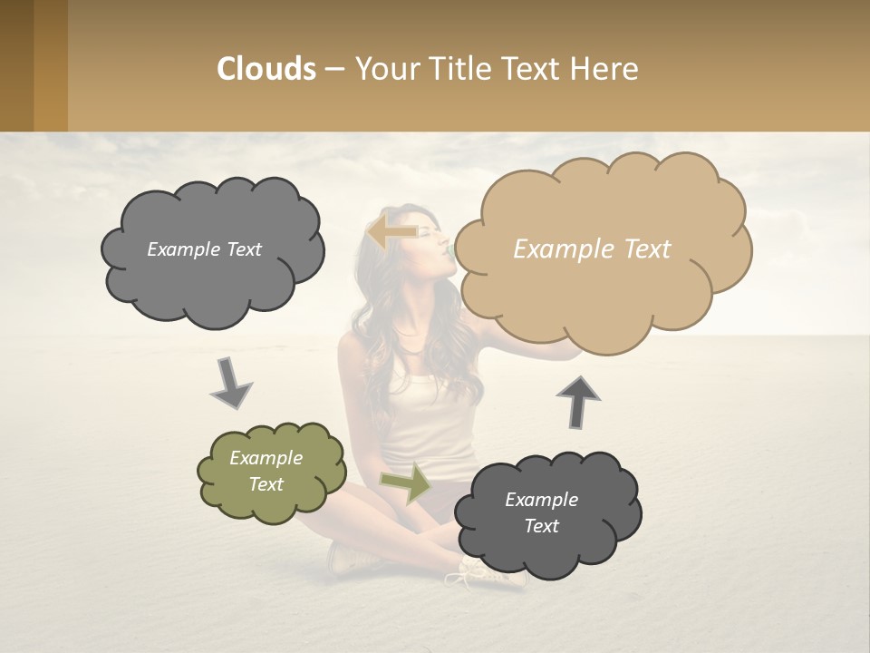 A Woman Sitting On A Beach Drinking A Bottle Of Water PowerPoint Template