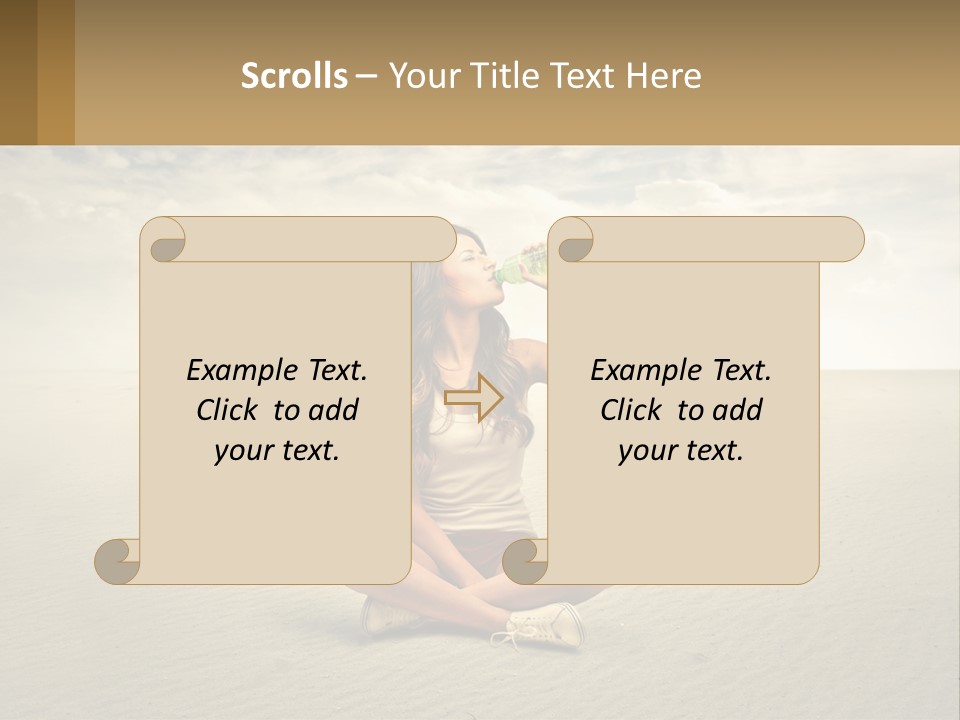 A Woman Sitting On A Beach Drinking A Bottle Of Water PowerPoint Template