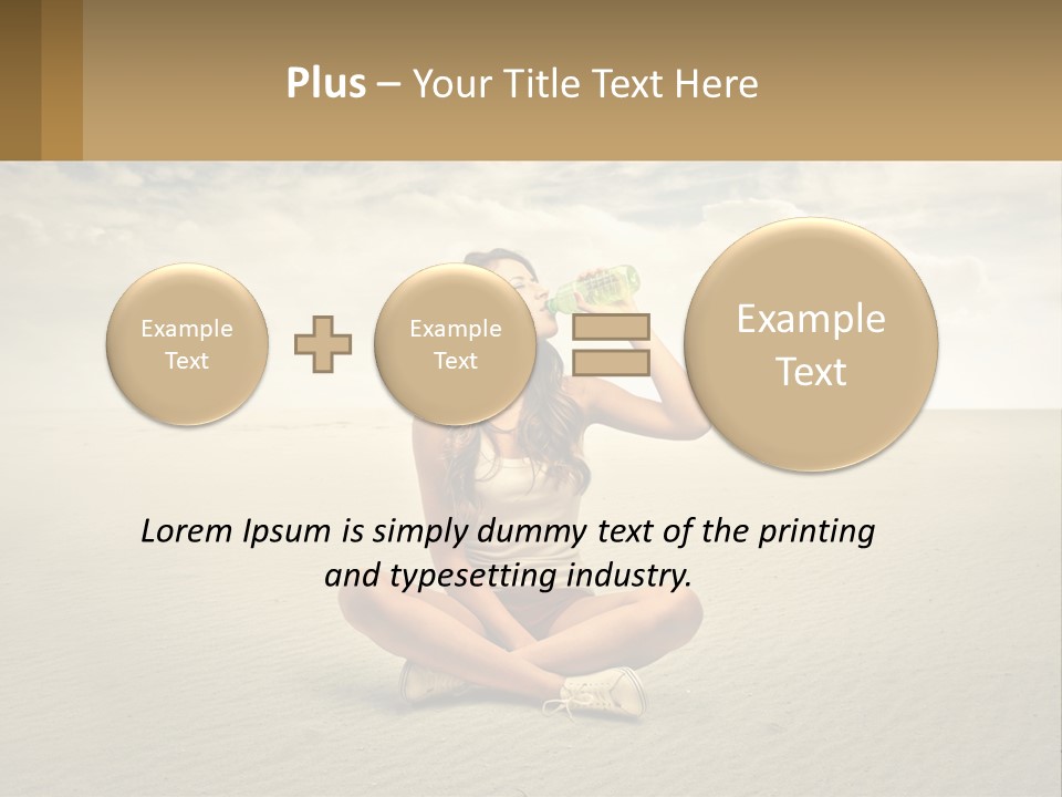 A Woman Sitting On A Beach Drinking A Bottle Of Water PowerPoint Template