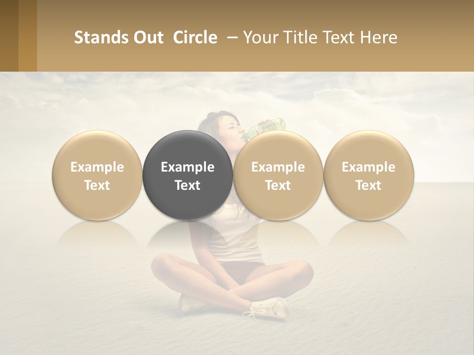 A Woman Sitting On A Beach Drinking A Bottle Of Water PowerPoint Template