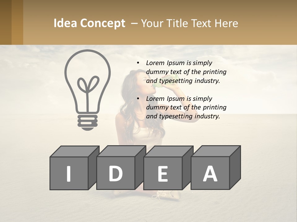 A Woman Sitting On A Beach Drinking A Bottle Of Water PowerPoint Template