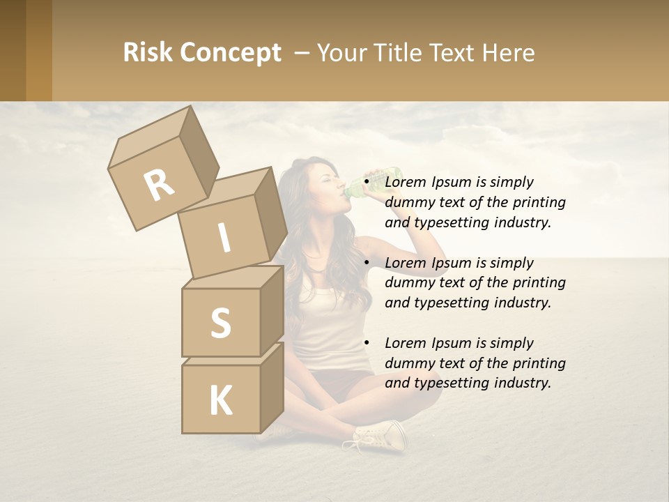 A Woman Sitting On A Beach Drinking A Bottle Of Water PowerPoint Template