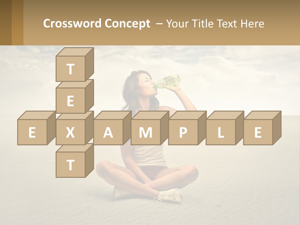 A Woman Sitting On A Beach Drinking A Bottle Of Water PowerPoint Template