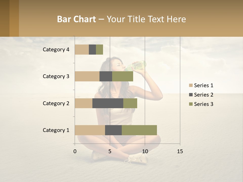 A Woman Sitting On A Beach Drinking A Bottle Of Water PowerPoint Template