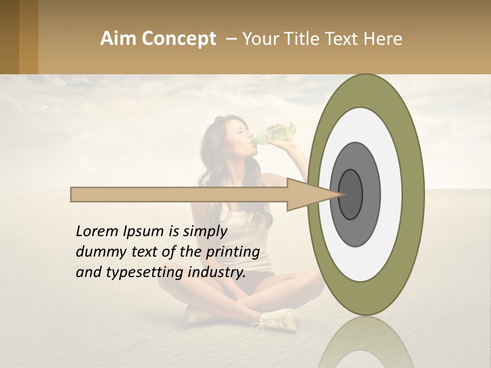 A Woman Sitting On A Beach Drinking A Bottle Of Water PowerPoint Template