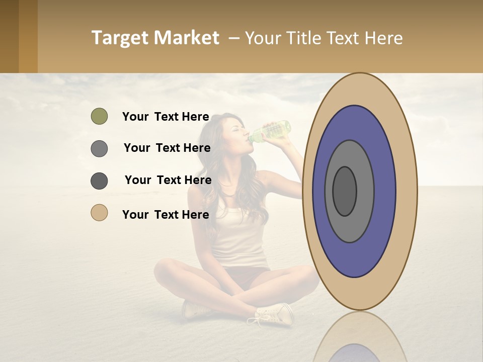 A Woman Sitting On A Beach Drinking A Bottle Of Water PowerPoint Template