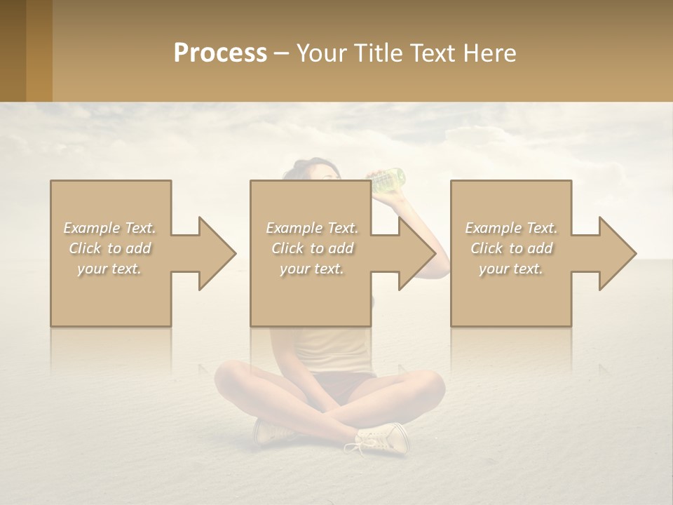 A Woman Sitting On A Beach Drinking A Bottle Of Water PowerPoint Template
