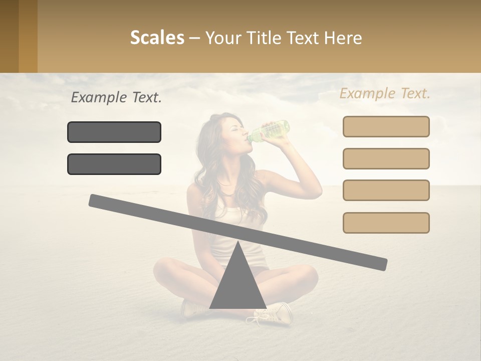 A Woman Sitting On A Beach Drinking A Bottle Of Water PowerPoint Template