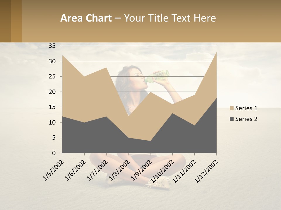 A Woman Sitting On A Beach Drinking A Bottle Of Water PowerPoint Template