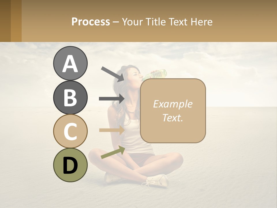 A Woman Sitting On A Beach Drinking A Bottle Of Water PowerPoint Template
